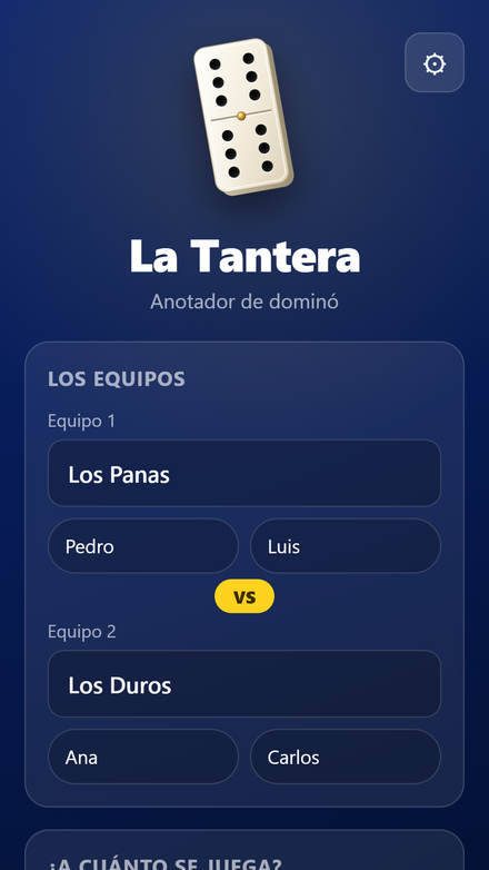La Tantera setup screen